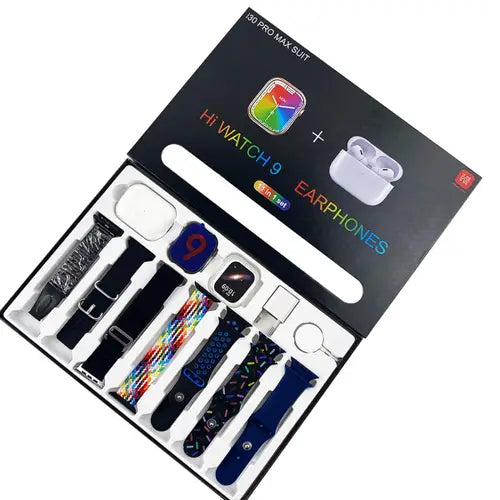 i30 Pro Max Suit Smartwatch & Earbuds – 11‑in‑1 Bundle Pakistan | HD Display Bluetooth Calling