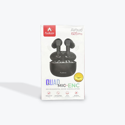 Audionic Airbud 625 Pro Earbuds – Quad‑Mic ENC, 30 h Playtime,