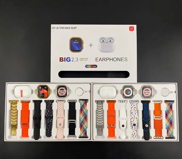 i20 Ultra Max Suit Smartwatch – 10‑in‑1 Bundle Pakistan |Calling Earbuds