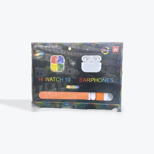 i30 Pro Max Suit Smartwatch & Earbuds – 11‑in‑1 Bundle Pakistan | HD Display Bluetooth Calling